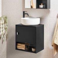 Wyld and Coco Black Wall Mounted Washbasin Pre Cut Holes W45 x D30 x H47cm