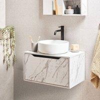Wyld and Coco Wall Mounted White Particle Board Washbasin W60 x D39 x H33cm