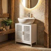 Wyld and Coco White Bamboo Washbasin Cabinet - Minimalist Bathroom Storage