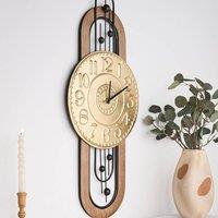 Wyld and Coco Heritage Home Wall Clock Gold Iron Black Spade Numerals 36 x 83cm | Size: 36 x 83 cm