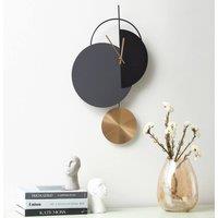Wyld and Coco Clocks Wall Clock - Minimalist Grey Black Gold Pendulum 32 x 60 cm