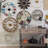Wyld and Coco Heritage Home Wall Clock - Distressed Iron Train Station Style 59cm