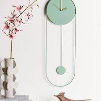 Wyld and Coco Wall Clock Light Green Face Painted Steel Oval Pendulum 20 x 62cm | Size: 20 x 62 cm