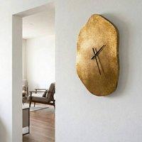 Wyld and Coco Brass-Finish Wall Clock 78 x 50 cm Irregular Shape Black Hands in Bronze