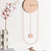 Wyld and Coco Pink Oval Wall Clock 20 x 62 cm Pendulum No Numerals