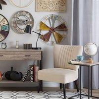 Wyld and Coco Avante 60cm Multicolour Distressed Iron Wall Clock Gold Roman Numerals