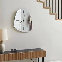 Wyld and Coco Mirrored Wall Clock Silver Black Glass 54 x 45 cm