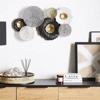 Wyld and Coco Circles 3D Metal Wall Art Black Silver Gold White W64 x D5 x H38cm