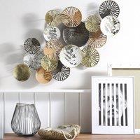 Wyld and Coco Copper and Gold Metal Round Wall Art 50cm - Industrial Modern in Silver