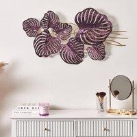 Wyld and Coco Handmade Multicolour Metal Wall Decor Violet White and Gold