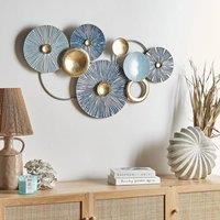 Wyld and Coco Handcrafted Iron Wall Art Blue and Gold - 900 x 700 mm