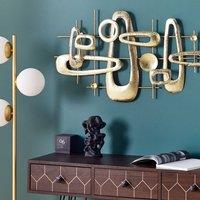 Wyld and Coco Gold Iron Geometric Wall Sculpture - Modern Glam Horizontal Decor
