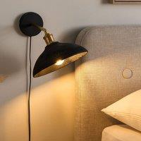 Wyld and Coco Mango Wood Cone Wall Lamp Black Brass Adjustable Rustic Modern