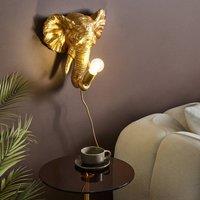 Wyld and Coco Gold Elephant Wall Lamp Polyresin Bedside Reading Light