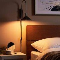 Wyld and Coco Wall Lamp Black and Silver 1-Light Cone Shade Modern Industrial