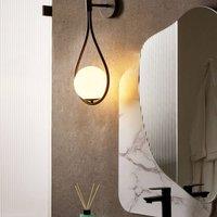 Wyld and Coco Wall Lamp Black Powder Coat Iron Base Tear Form Glass Shade