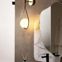Wyld and Coco Wall Lamp Gold Powder Coat Iron Base Tear Shaped Glass Shade