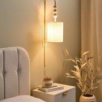 Wyld and Coco Wall Lamp - Beige Fabric Drum Shade Iron Frame Mid-Century Style