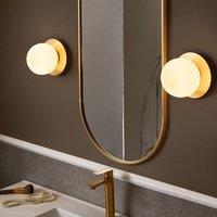 Wyld and Coco Set of 2 Gold Wall Lamps with Glass Shade