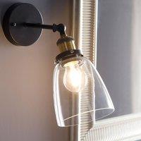 Wyld and Coco Wall Lamp - Adjustable Black Iron with Glass Shade