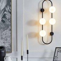 Wyld and Coco Ring Wall Lamp - Black Iron with Four Glass Globes 70 cm