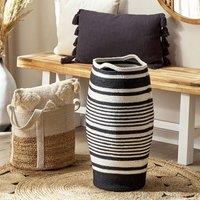 Wyld and Coco Cotton Braided Storage Basket - White and Black Laundry Hamper