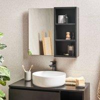 Wyld and Coco Black Wall Mounted Bathroom Mirror and Shelves W60 x D14 x H54cm