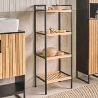 Wyld and Coco Zen Bamboo Bathroom Shelving Unit Light Brown Bamboo Black Steel