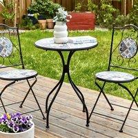 Wyld and Coco Garden Luxe 60cm Bistro Table Black Powder Coat Iron Ceramic Mosaic