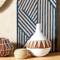 Wyld and Coco Handmade White Terracotta Vase 33 cm - Rustic Boho Decorative Accent