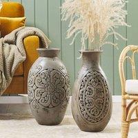 Wyld and Coco Tall Grey Terracotta Vase 51 cm Handmade Greek-Inspired