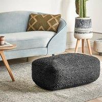 Wyld and Coco Jute Floor Cushion with EPS Beads Black 70 x 40 x 20 cm