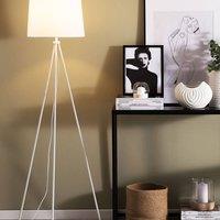 Wyld and Coco Brightline Floor Lamp 149cm White Metal Tripod Polycotton Drum Shade