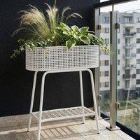 Wyld and Coco Raised Planter Box White Elevated Pot with Shelf | Size: Large