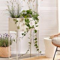 Wyld and Coco Beige Metal Raised Planter Box Indoor Outdoor
