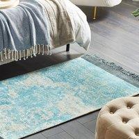 Wyld and Coco Heritage Area Rug Blue Beige Viscose with Cotton Backing 80 x 150 cm | Size: 80 cm x 150 cm