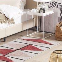 Wyld and Coco Multicolour Cotton Rug 80 x 150 cm Low Pile Geometric Retro | Size: 80 cm x 150 cm