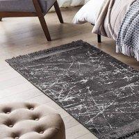 Wyld and Coco Modern Glam Area Rug Dark Grey Viscose with Cotton Backing 80 x 150 cm | Size: 80 cm x 150 cm