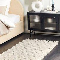 Wyld and Coco Cosy Nest Cotton Area Rug 80 x 150 cm Tufted Geometric Beige | Size: 80 cm x 150 cm
