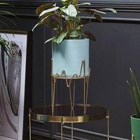 Wyld and Coco Blue Gold Iron Plant Stand 19 x 19 x 39 cm Indoor Outdoor