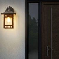 Wyld and Coco 28cm Vintage Outdoor Wall Lantern - Black Iron and Glass