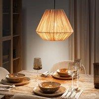 Wyld and Coco Pendant Lamp - Natural Straw Shade Black Iron Base