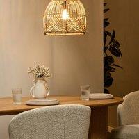 Wyld and Coco Boho Rattan Pendant Lamp Natural Shade with Iron Frame Handmade