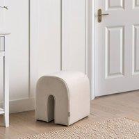 Wyld and Coco Beige Velvet U Shaped Pouffe Ottoman Pine Core Modern Living Room