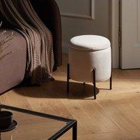 Wyld and Coco Storage Pouffe Light Beige Velvet with Removable Top