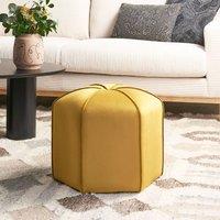 Wyld and Coco Velvet Pouffe 45cm Yellow Round Footstool