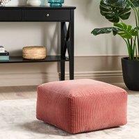 Wyld and Coco Light Red Corduroy Pouffe - EPS Bead-Filled Footstool