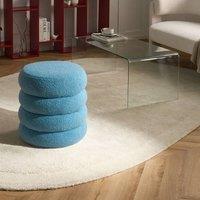 Wyld and Coco Blue Boucl Round Pouffe Footstool - One Size