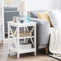 Wyld and Coco 2-Tier Square Side Table 40x40 cm White MDF with Okoume Veneer