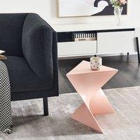 Wyld and Coco Pastel Pink Triangular Side Table Lightweight Synthetic Geometric